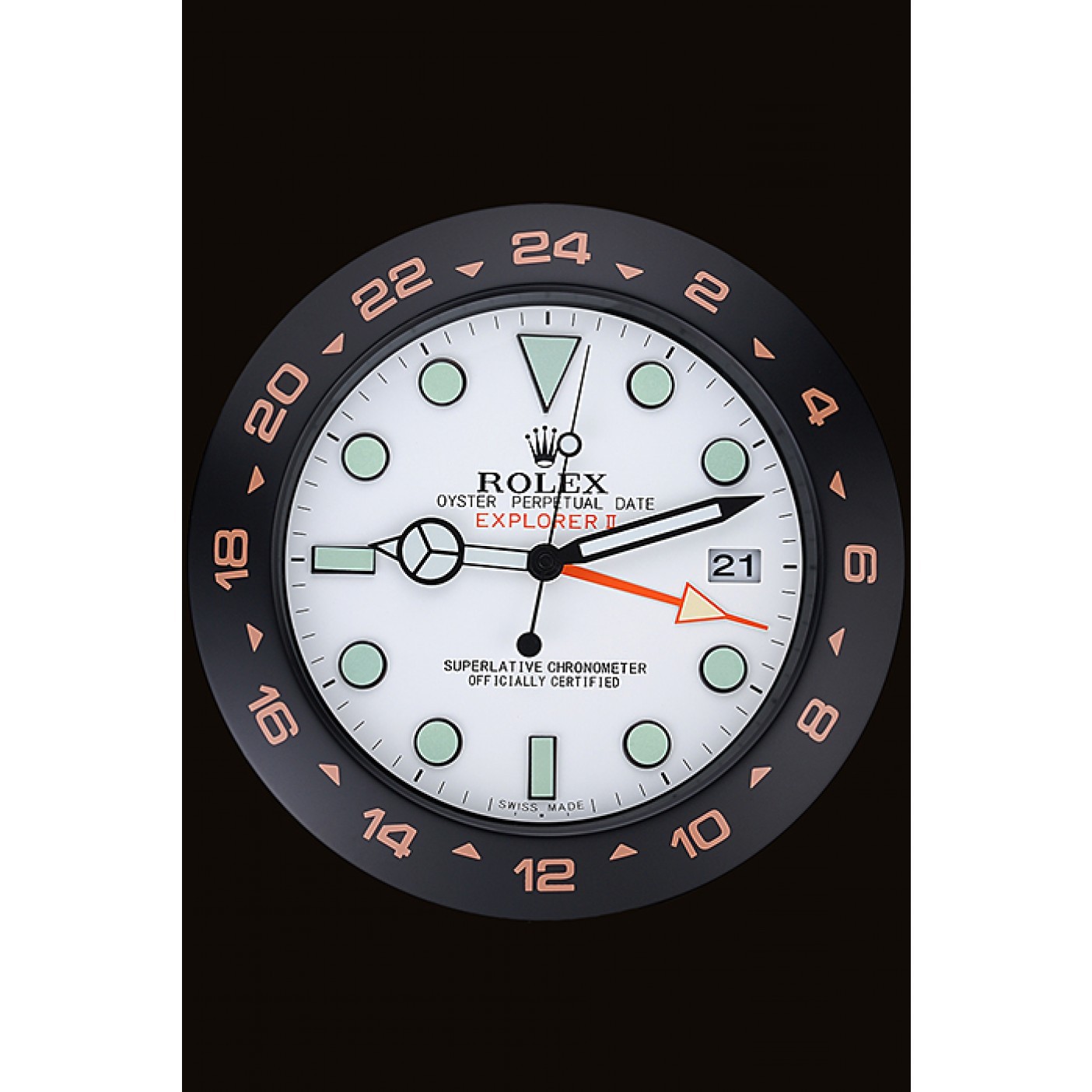 Rolex Explorer II Wall Clock Black-Orange 622479