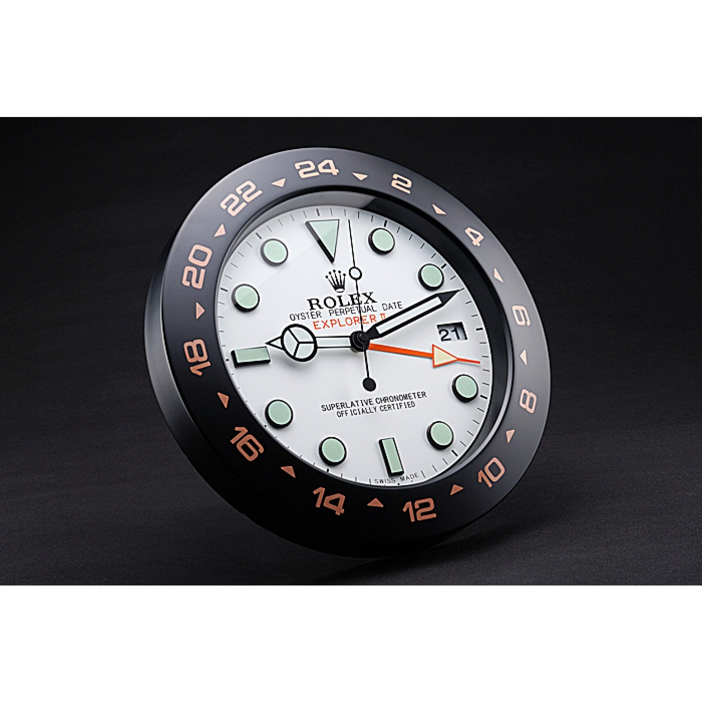 Rolex Explorer II Wall Clock Black-Orange 622479