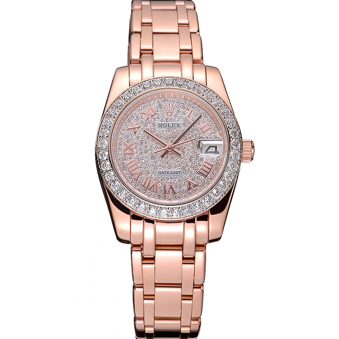 RepTime Watches Rolex Datejust Diamond Dial And Bezel Pink Gold Case And Bracelet 622836