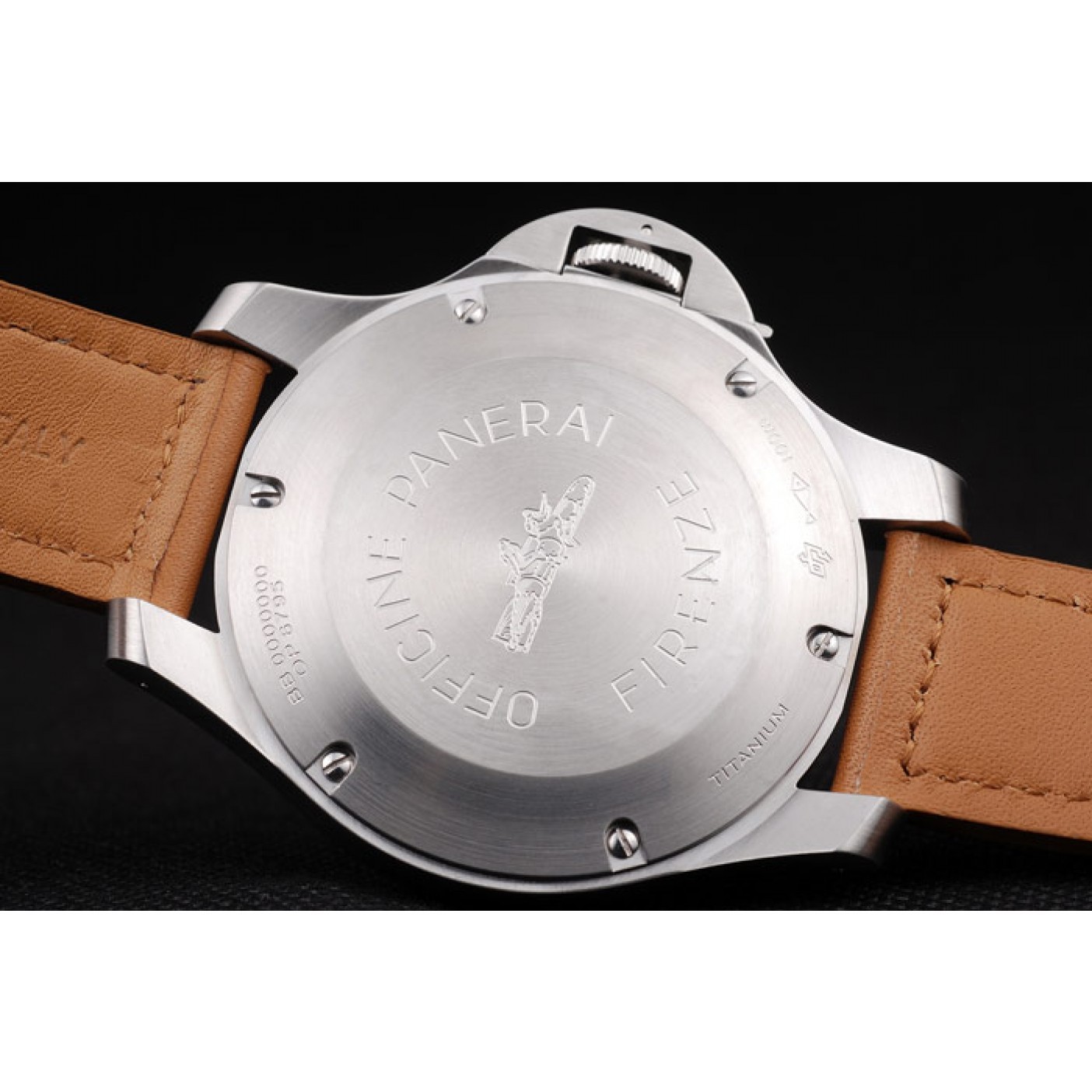 Panerai Luminor Brushed Stainless Steel Case Blue Dial Brown Leather Strap