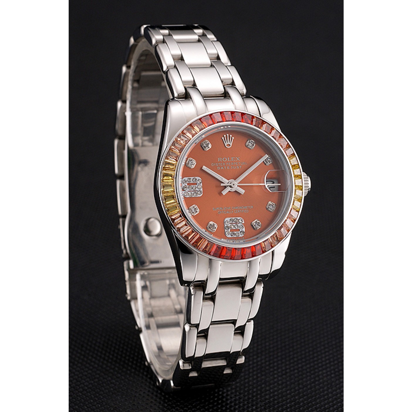 RepTime Watches Rolex Datejust Pearlmaster 39 Cognac Dial Stainless Steel Case And Bracelet