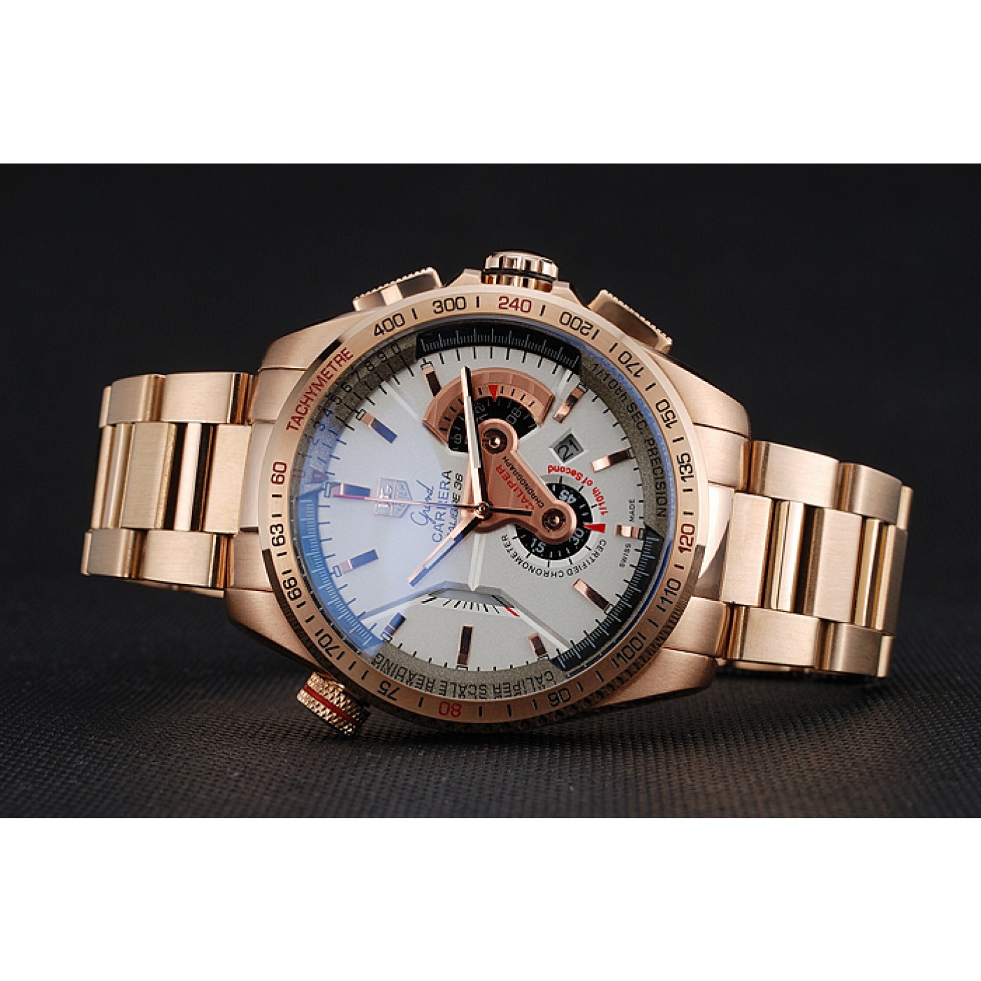 Tag Heuer Carrera Rose Gold Case White Dial