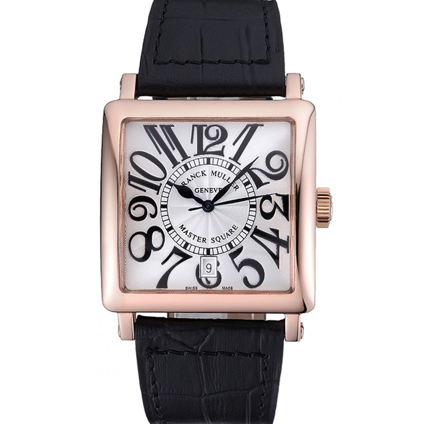 Franck Muller Master Square White Dial Gold Case Black Leather Band 622354