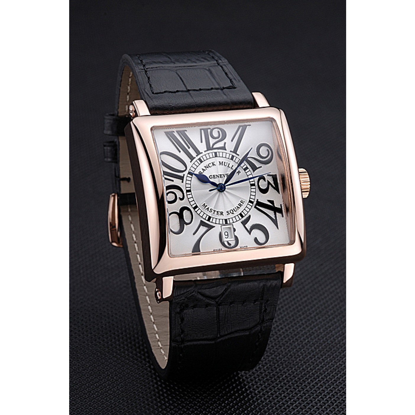 Franck Muller Master Square White Dial Gold Case Black Leather Band 622354