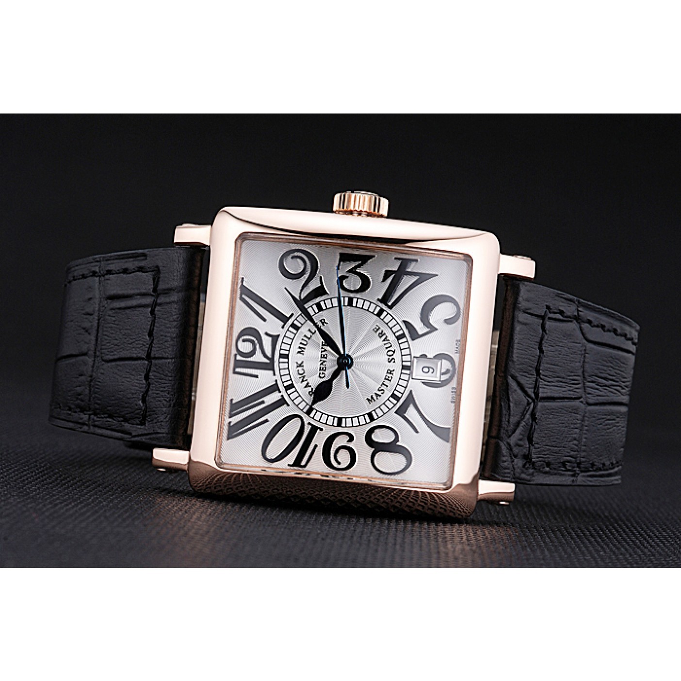 Franck Muller Master Square White Dial Gold Case Black Leather Band 622354