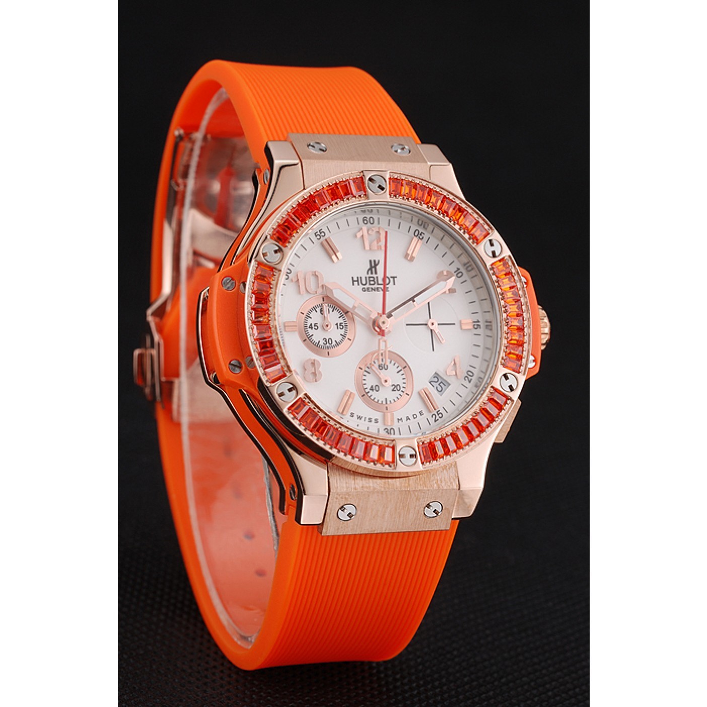 Hublot Big Bang Tutti Frutti Orange Strap Gold Dial