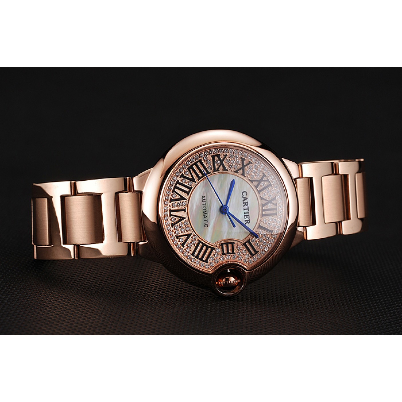 Swiss Cartier Ballon Bleu 40 MM Diamond Dial Rose Gold Bracelet 1453883