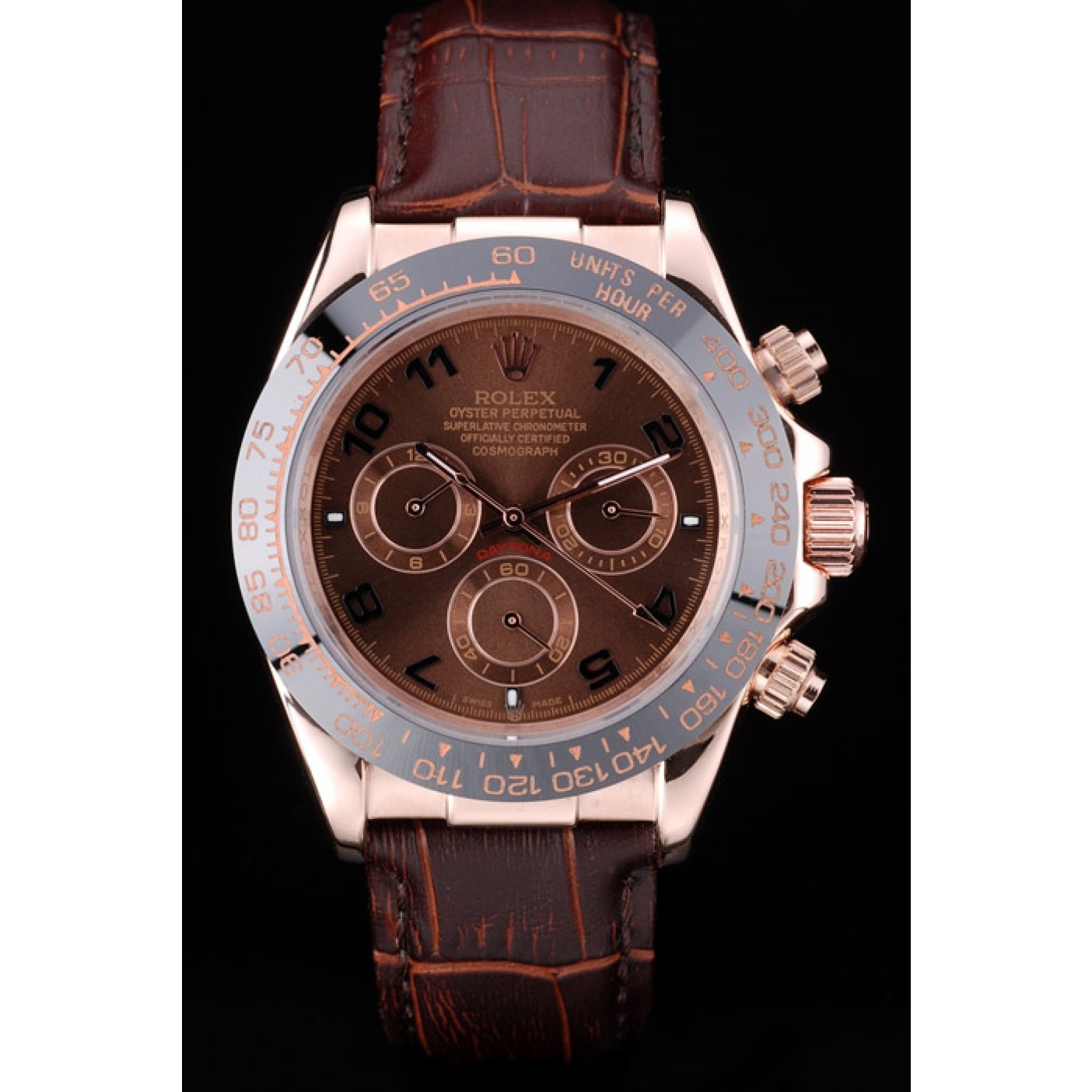 Rolex Daytona Rose Gold Case Brown Dial Brown Leather Strap