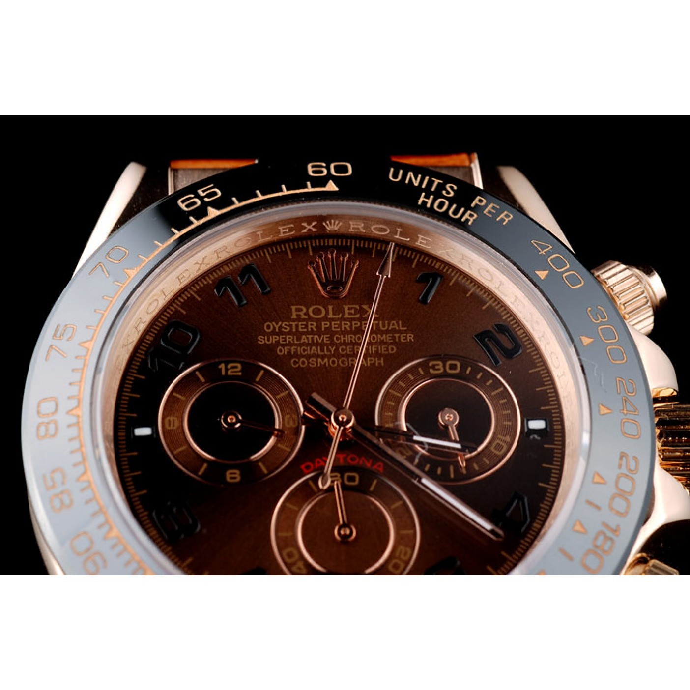 Rolex Daytona Rose Gold Case Brown Dial Brown Leather Strap