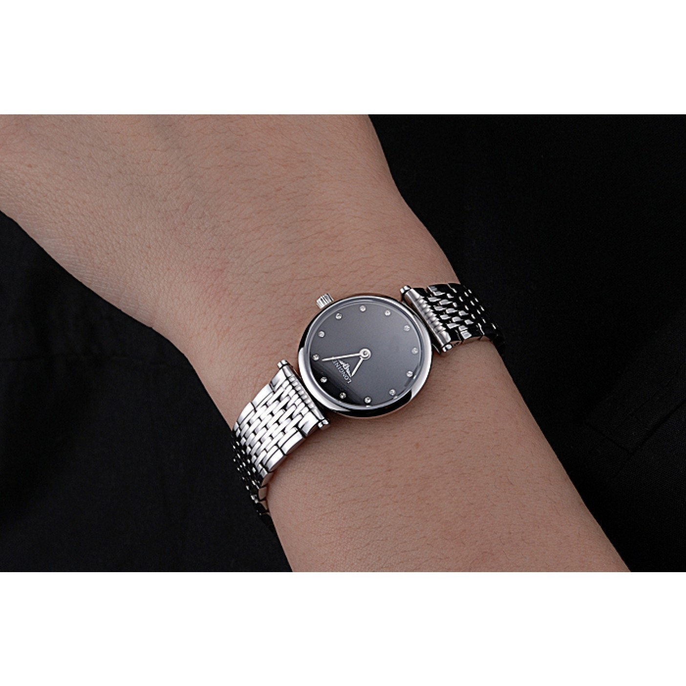 Longines La Grande Classique Stainless Steel Black Dial Diamond Markers Femme 622112