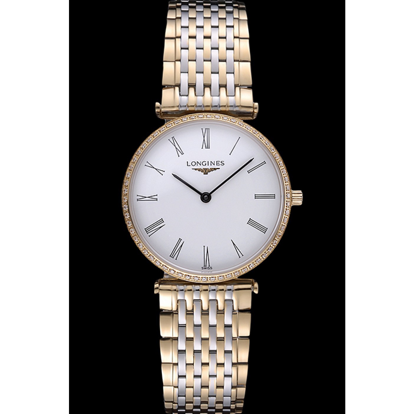 Longines La Grande Classique Two Tone Band White Dial Diamond Bezel Homme 622103