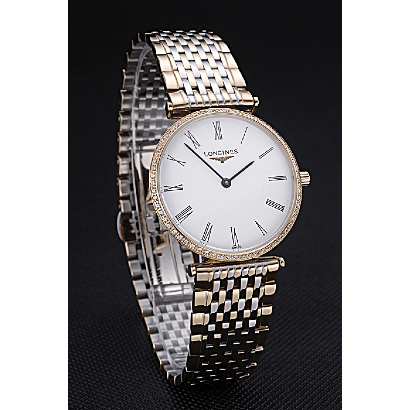 Longines La Grande Classique Two Tone Band White Dial Diamond Bezel Homme 622103