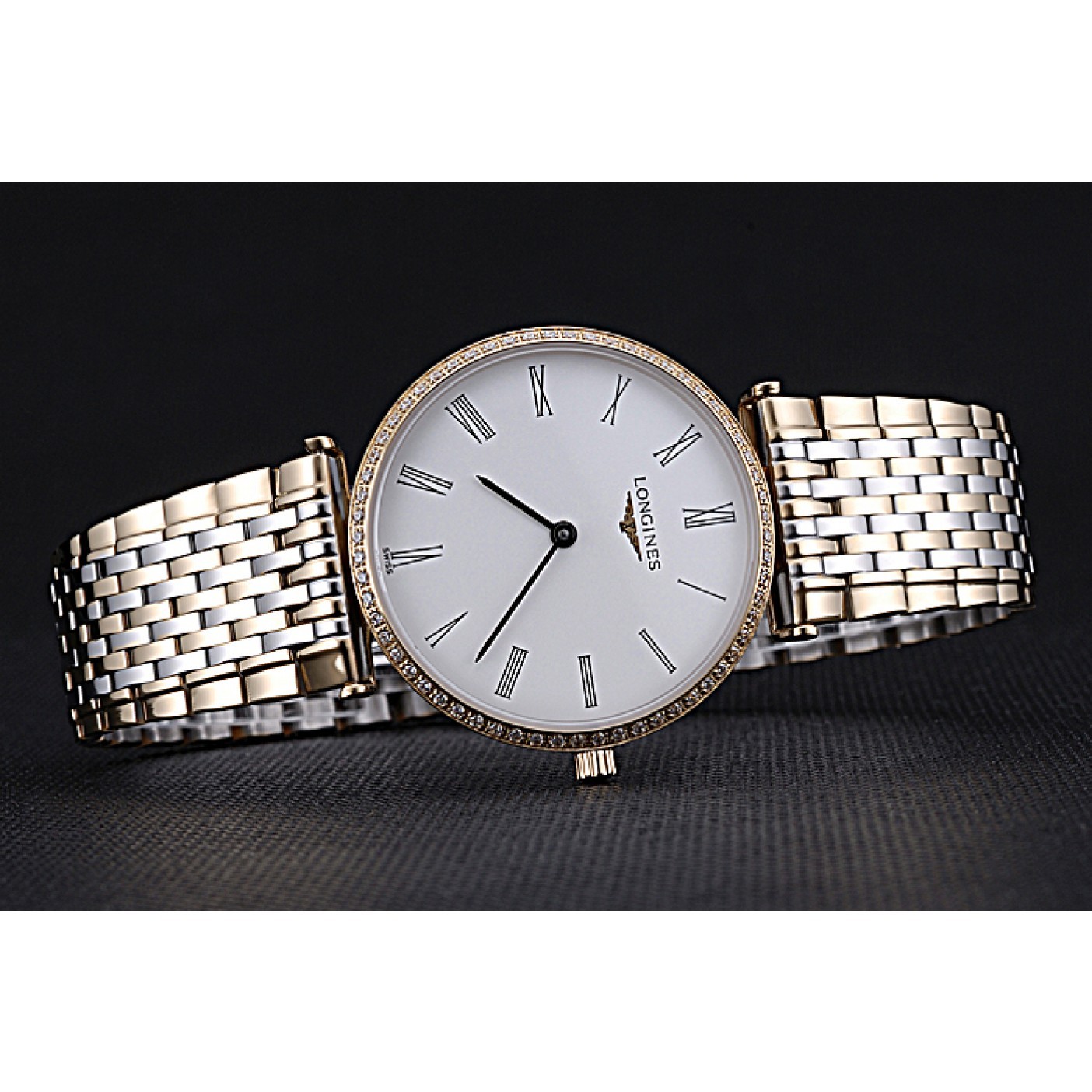 Longines La Grande Classique Two Tone Band White Dial Diamond Bezel Homme 622103