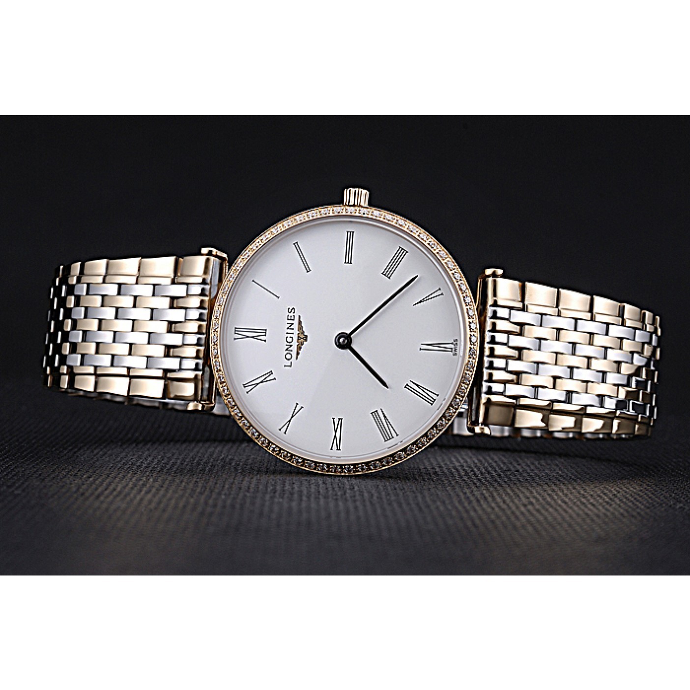 Longines La Grande Classique Two Tone Band White Dial Diamond Bezel Homme 622103