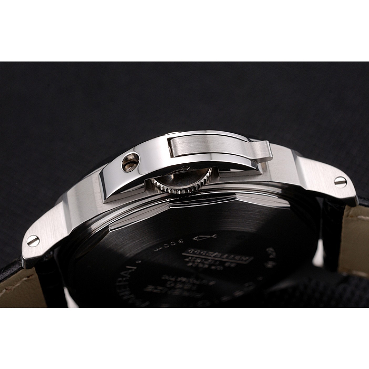 Swiss Panerai Luminor Marina Black Dial Stainless Steel Case Black Leather Strap