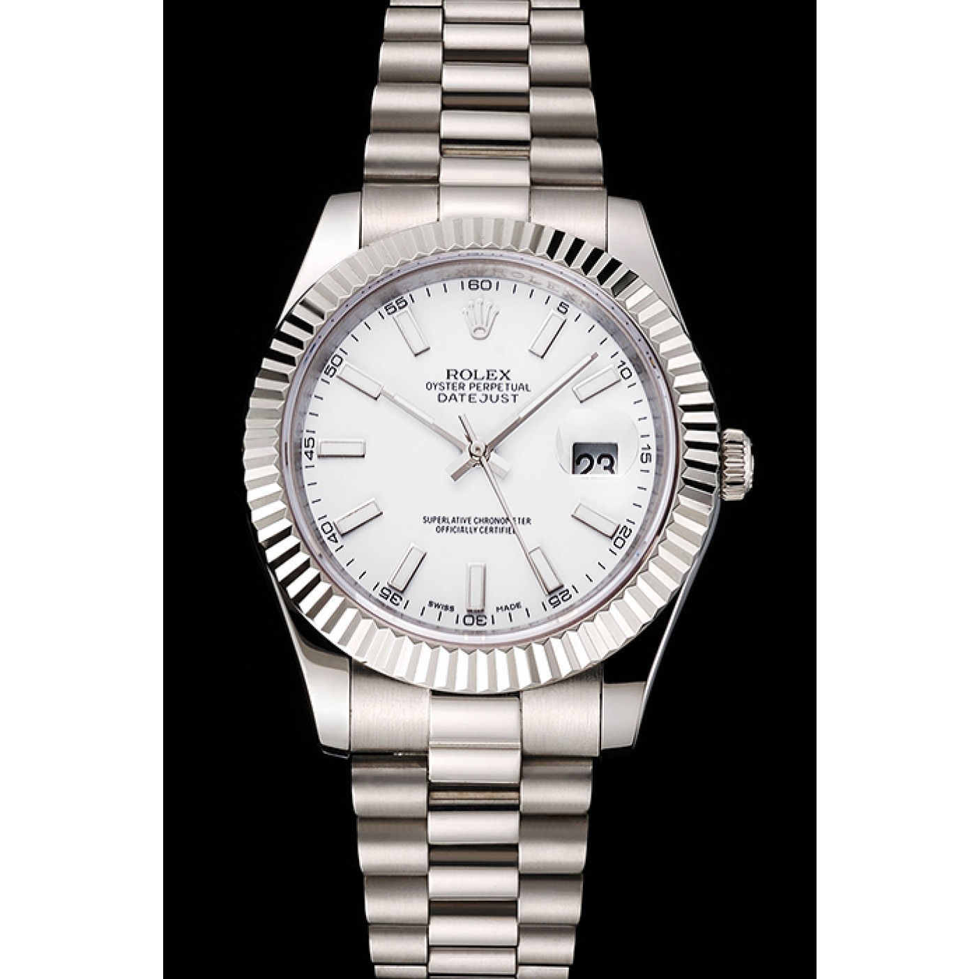 Swiss Rolex Datejust White Dial Stainless Steel Case And Bracelet