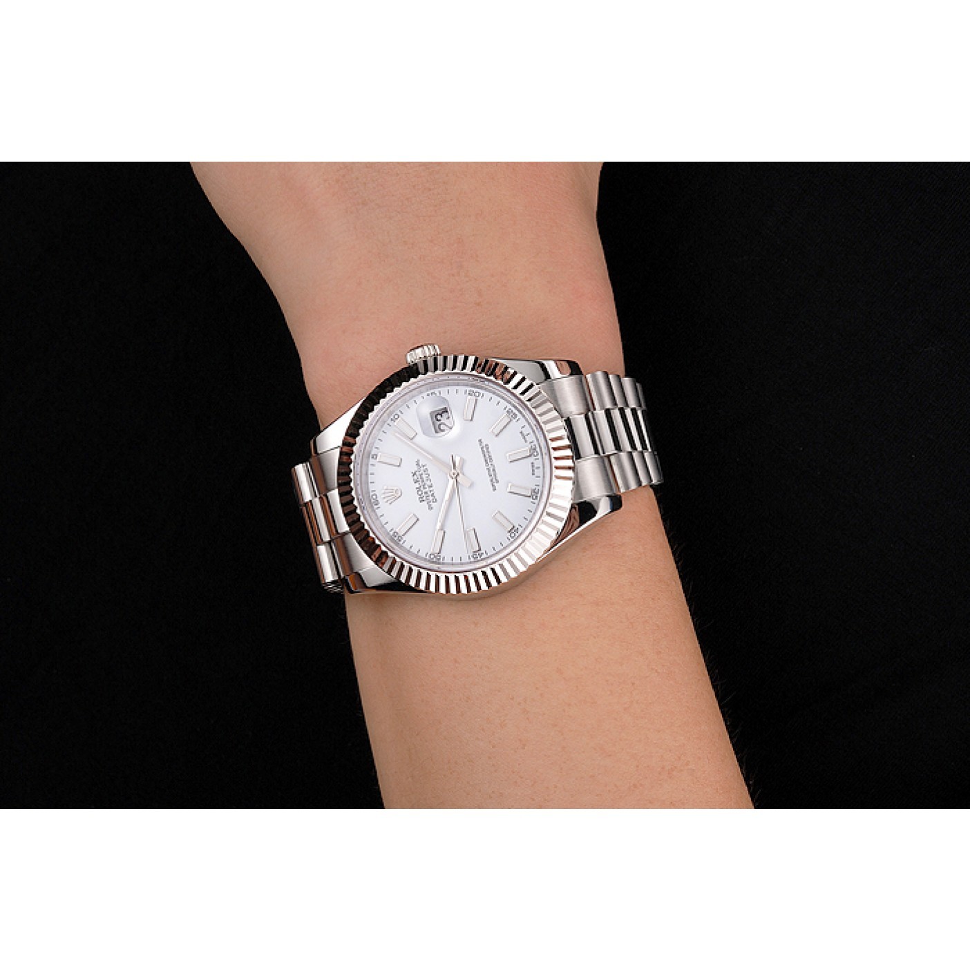 Swiss Rolex Datejust White Dial Stainless Steel Case And Bracelet