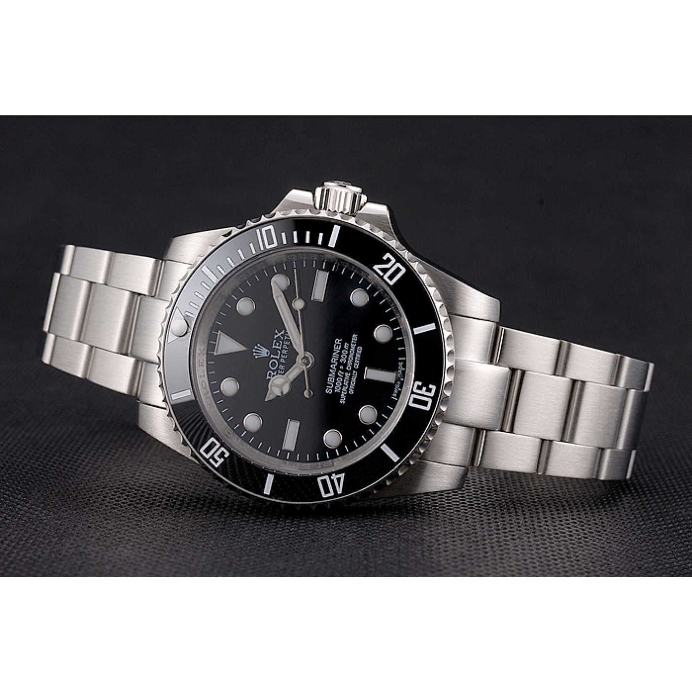 Swiss Rolex Submariner No Date Black Dial And Bezel Stainless Steel Case And Bracelet