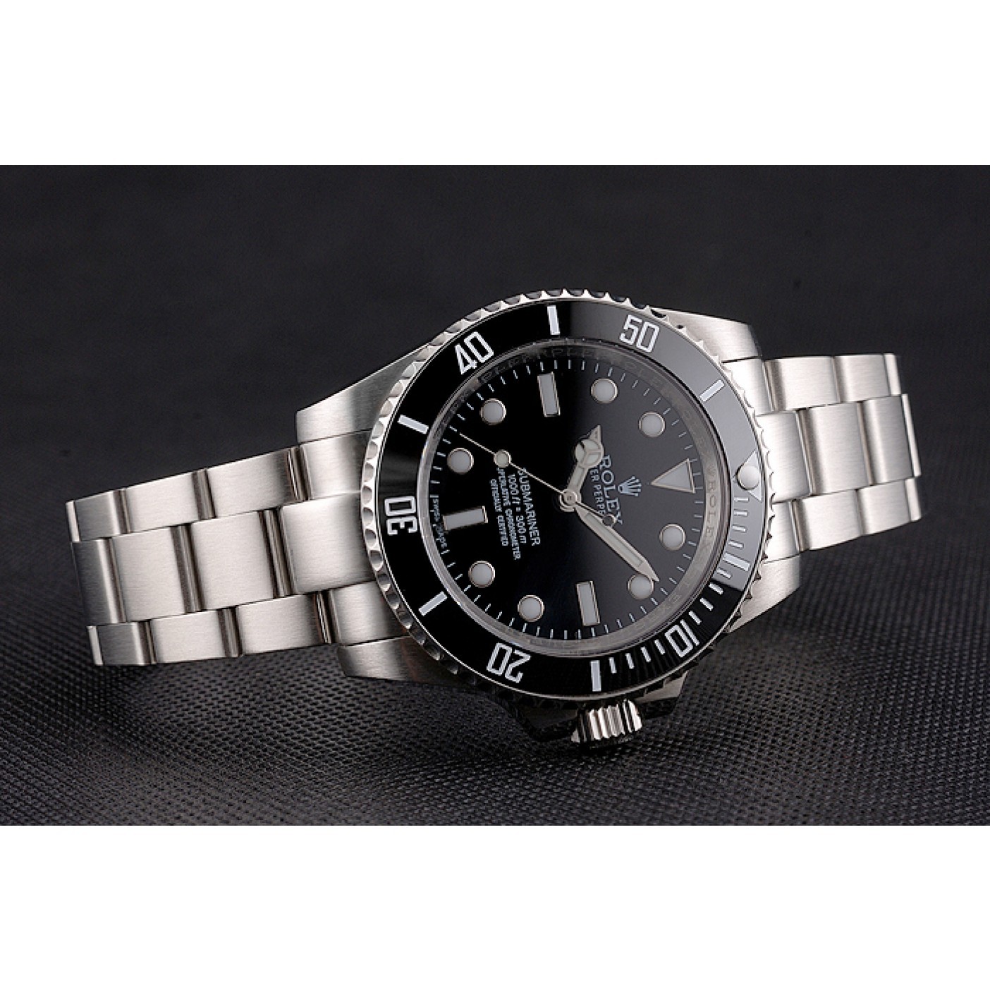 Swiss Rolex Submariner No Date Black Dial And Bezel Stainless Steel Case And Bracelet