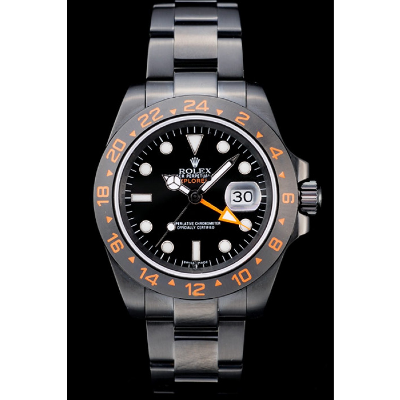 Rolex Swiss Explorer Black Ceramic Bezel Black Dial Watch 98240