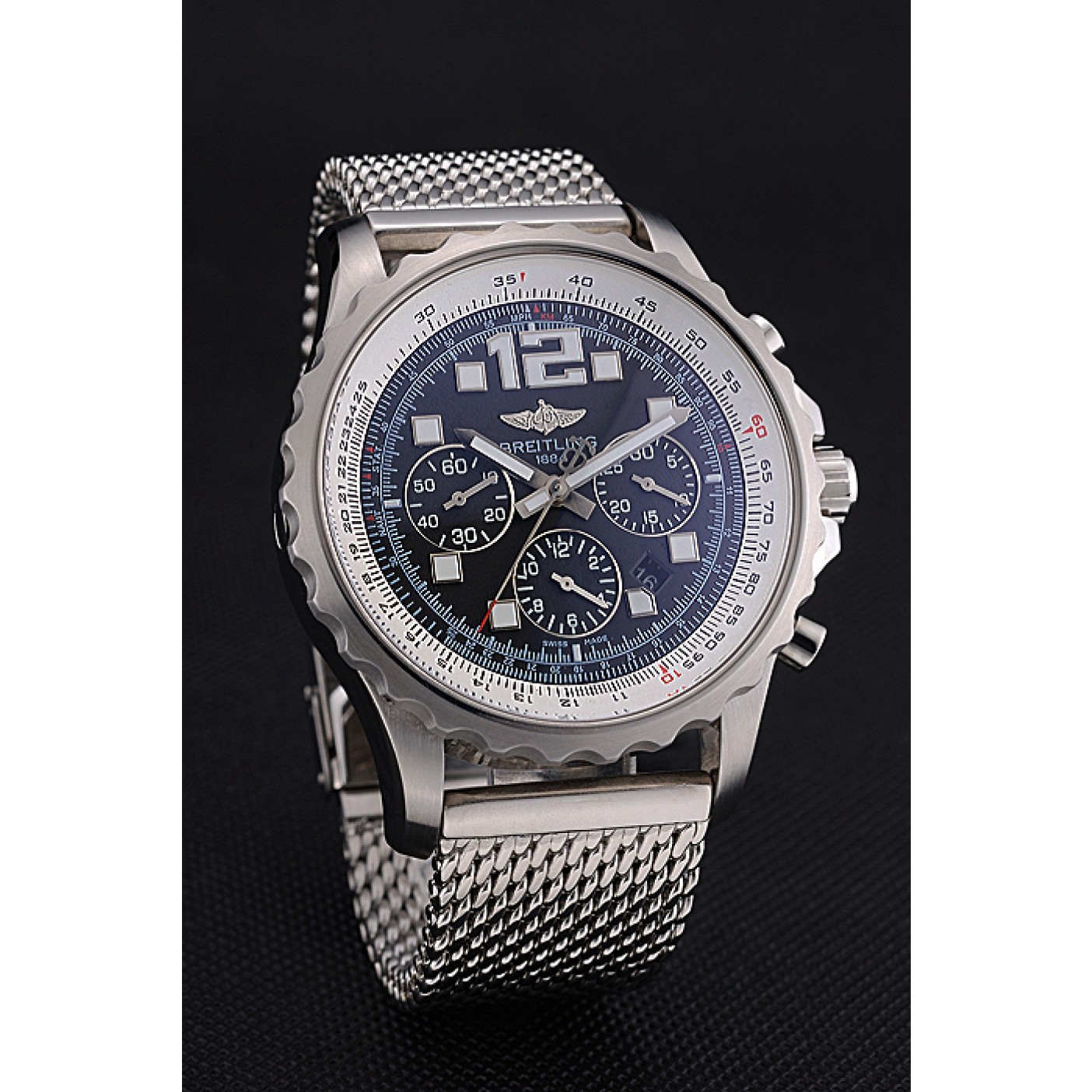 Swiss Breitling Professional Chronospace Black Dial Stainless Steel Case And Bracelet 622874