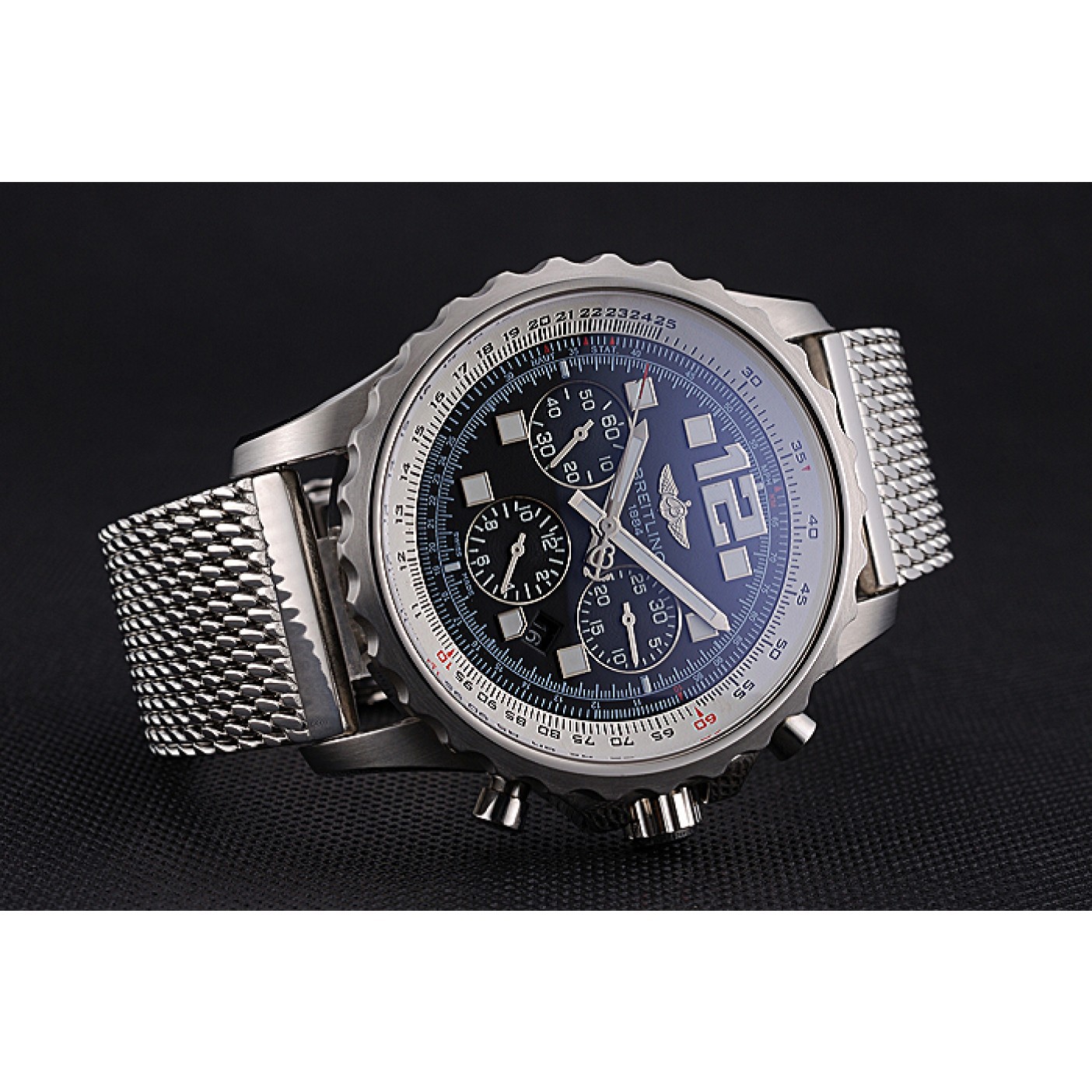 Swiss Breitling Professional Chronospace Black Dial Stainless Steel Case And Bracelet 622874