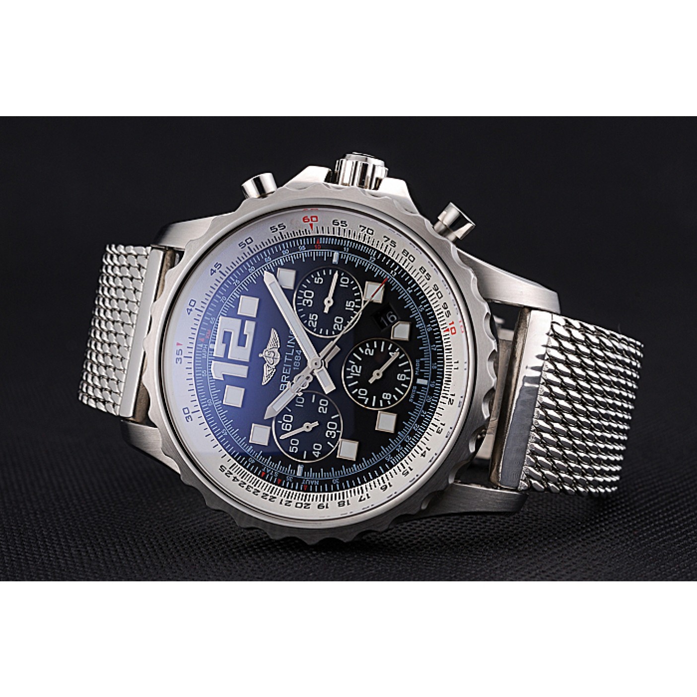 Swiss Breitling Professional Chronospace Black Dial Stainless Steel Case And Bracelet 622874