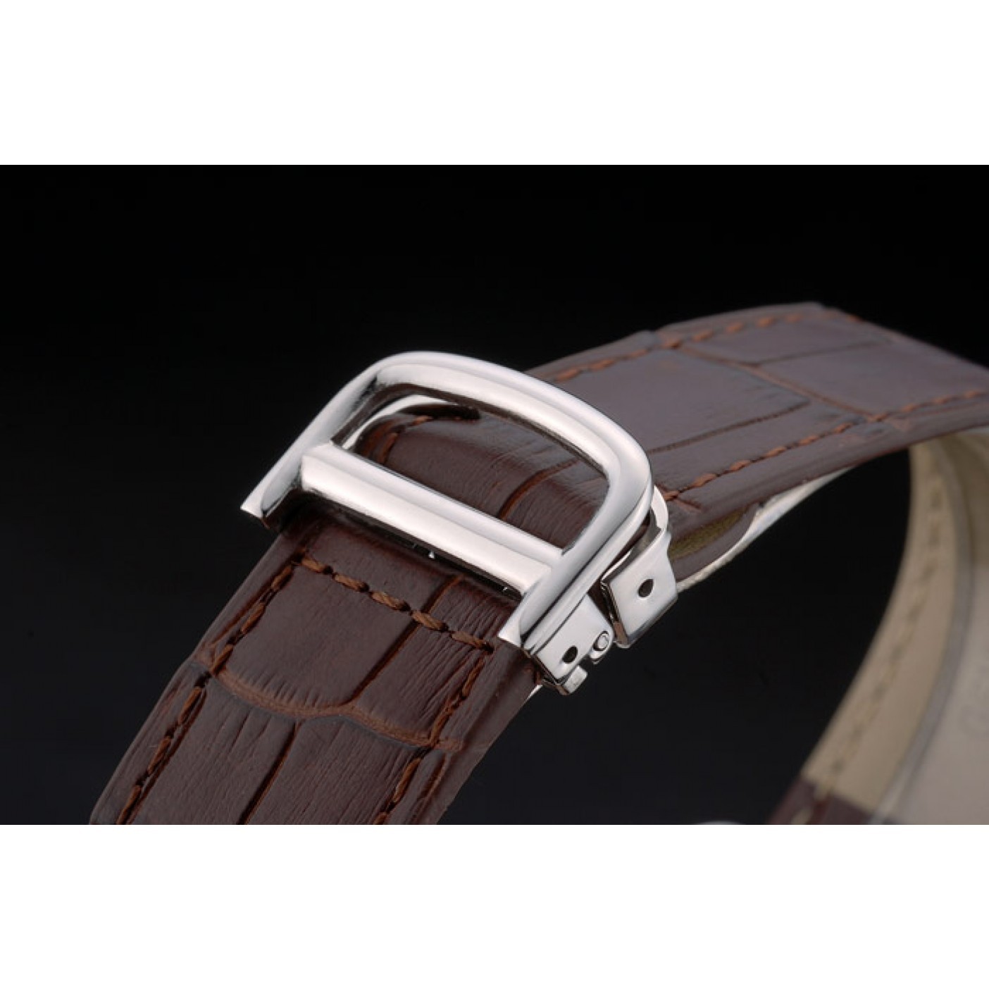 Cartier Tank Anglaise 36mm White Dial Stainless Steel Case Brown Leather Bracelet