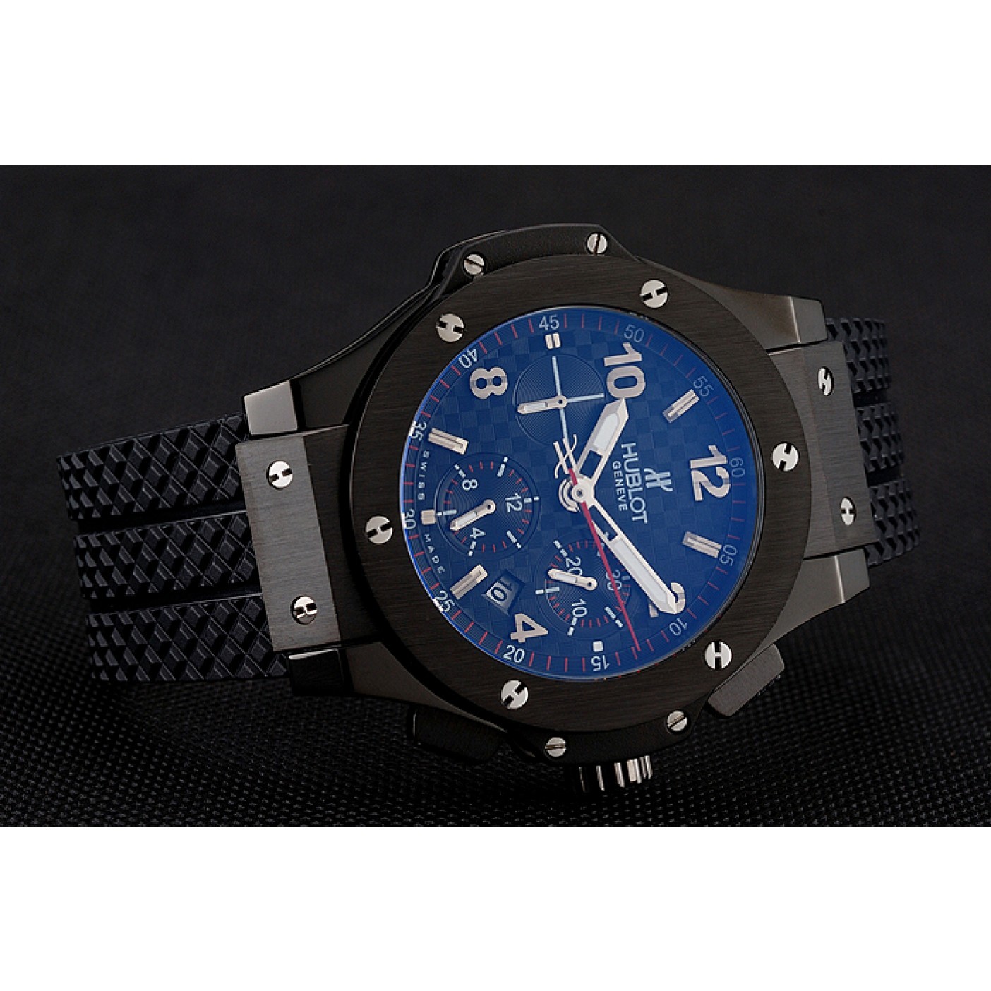 Swiss Hublot Big Bang Carbon Effect Dial Black Case Black Rubber Bracelet 1453902