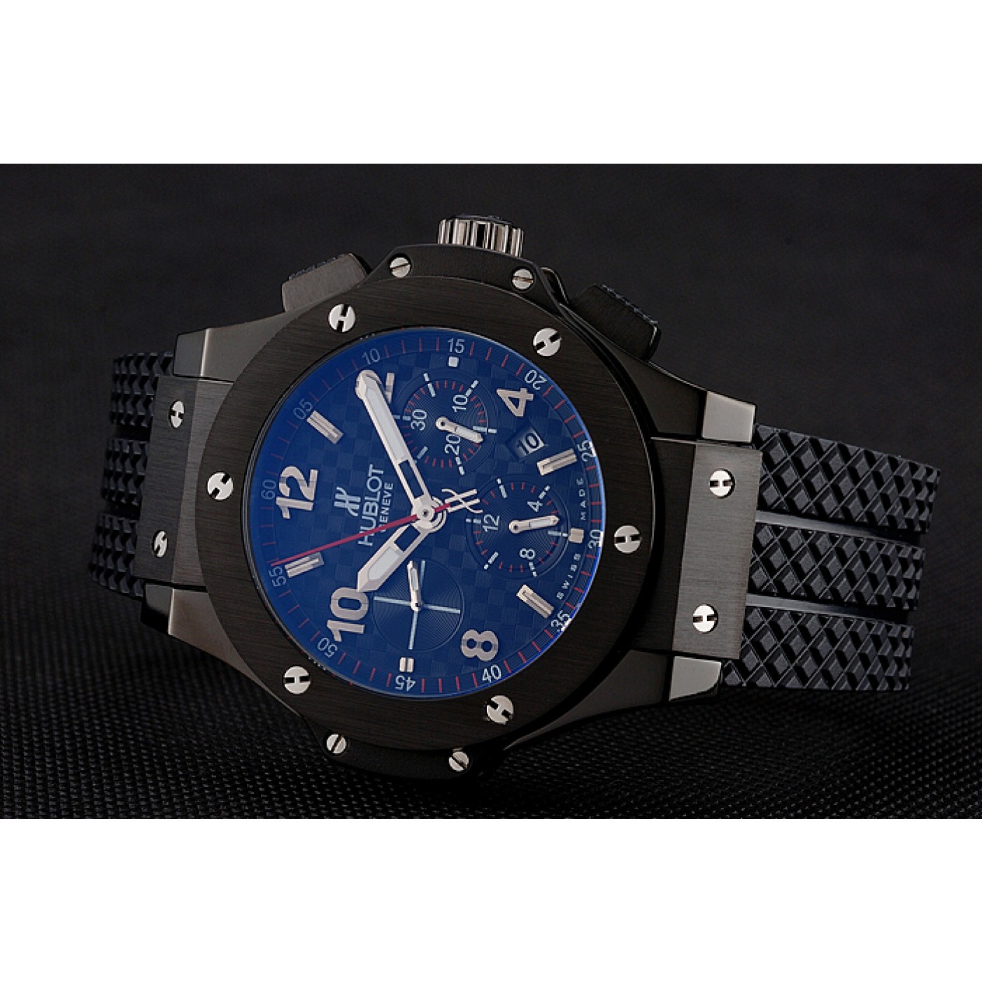 Swiss Hublot Big Bang Carbon Effect Dial Black Case Black Rubber Bracelet 1453902