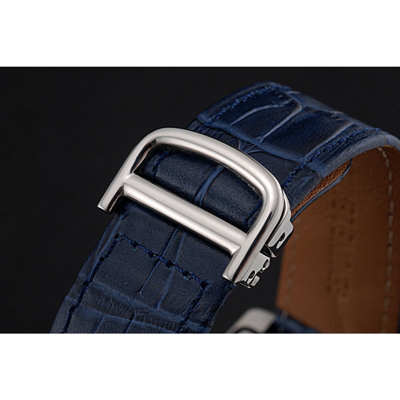 Cartier Tank MC White Dial Stainless Steel Case Blue Leather Strap 622575