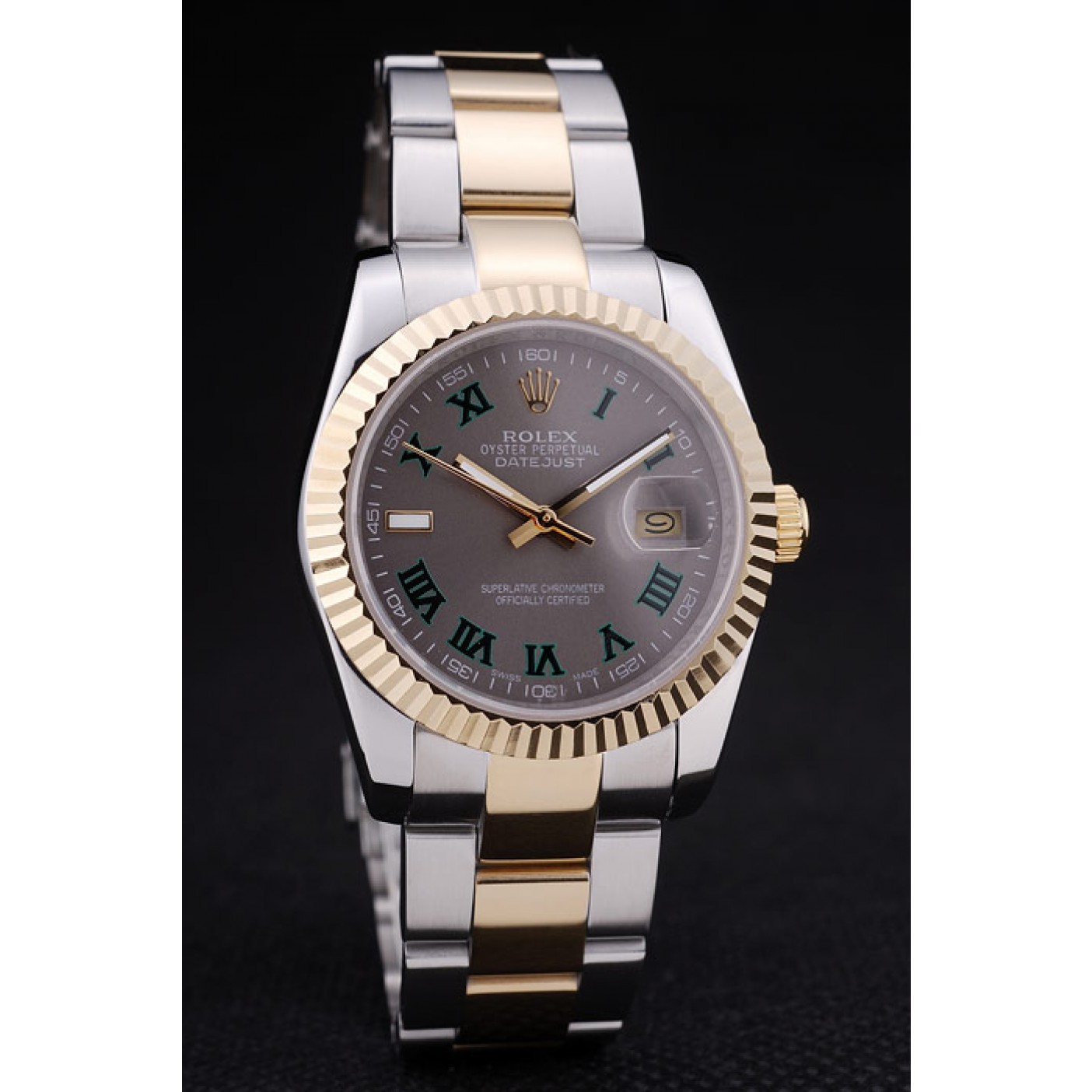 RepTime Watches Rolex Datejust Grey Dial Ribbed Bezel 7460