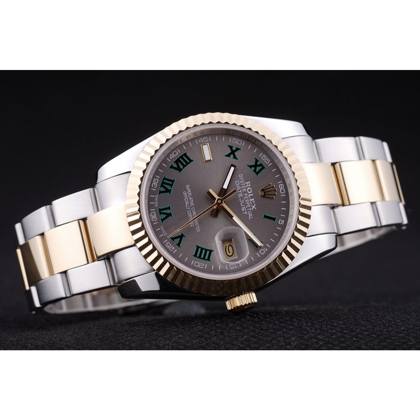 RepTime Watches Rolex Datejust Grey Dial Ribbed Bezel 7460