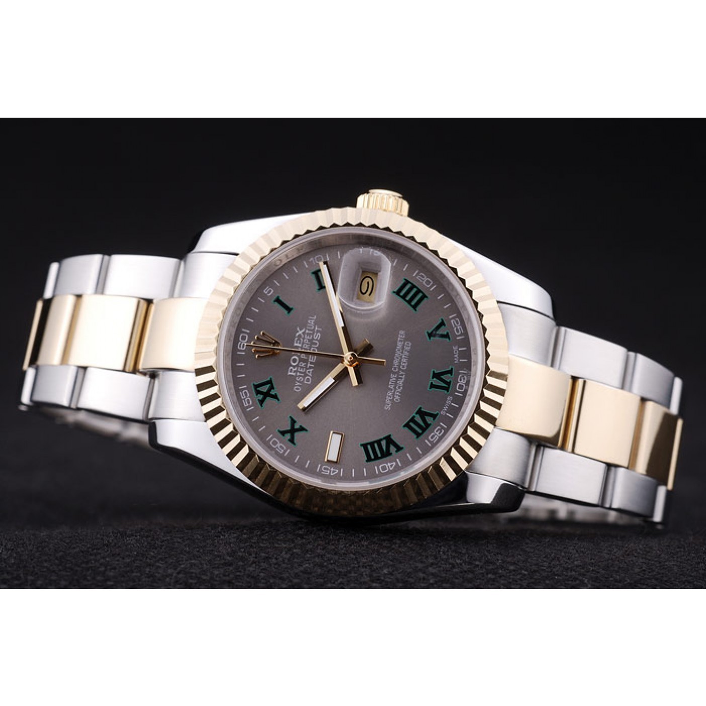 Rolex Datejust Grey Dial Ribbed Bezel 7460