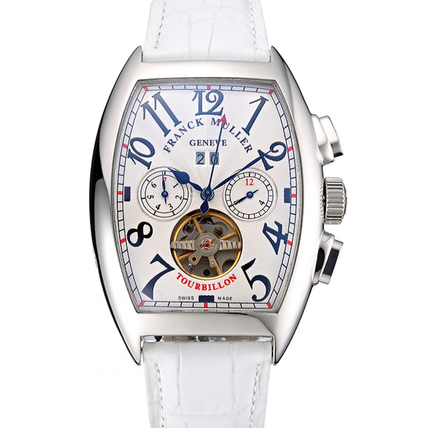 Franck Muller Casablanca White Croco Leather Strap White Dial 80281