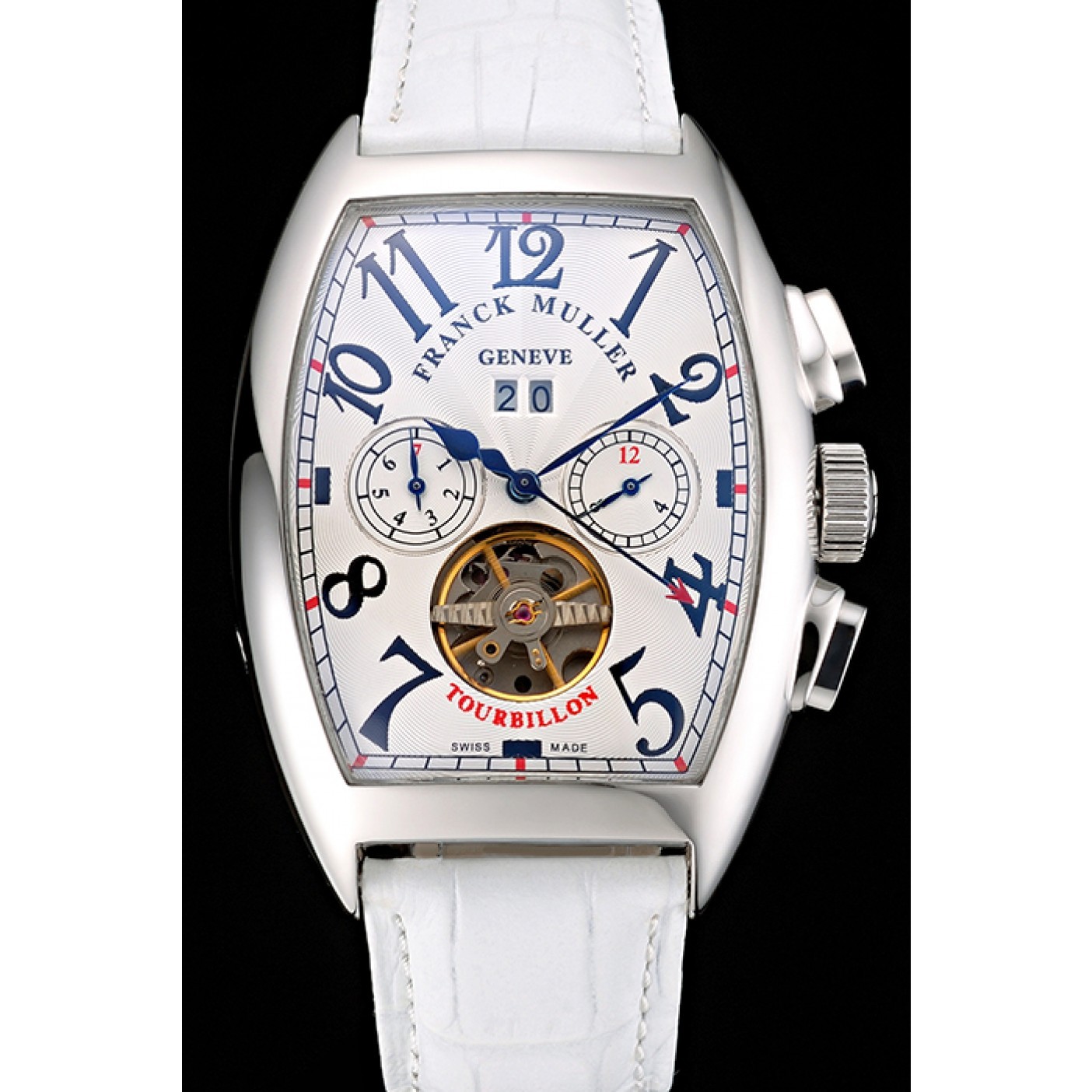 Franck Muller Casablanca White Croco Leather Strap White Dial 80281