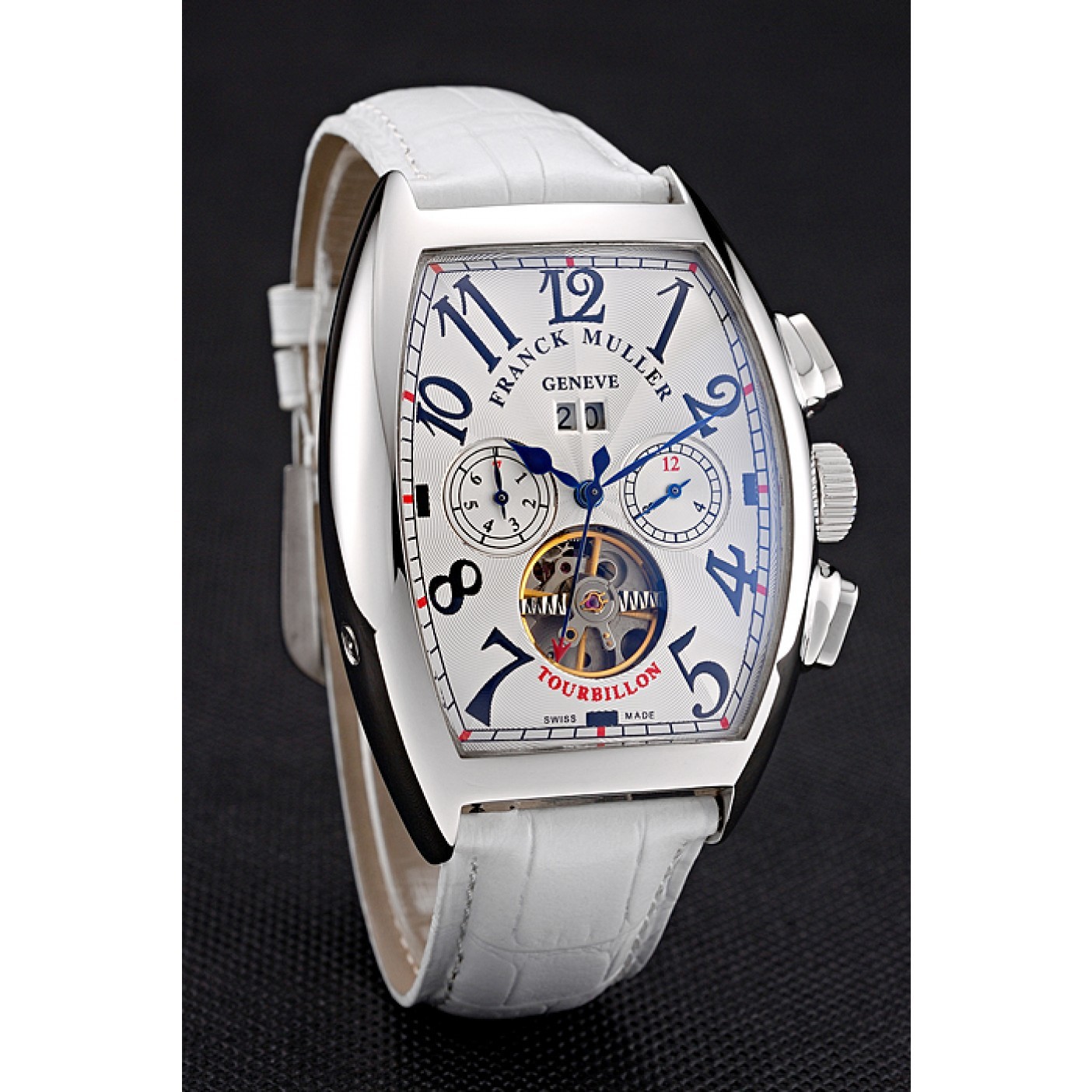 Franck Muller Casablanca White Croco Leather Strap White Dial 80281