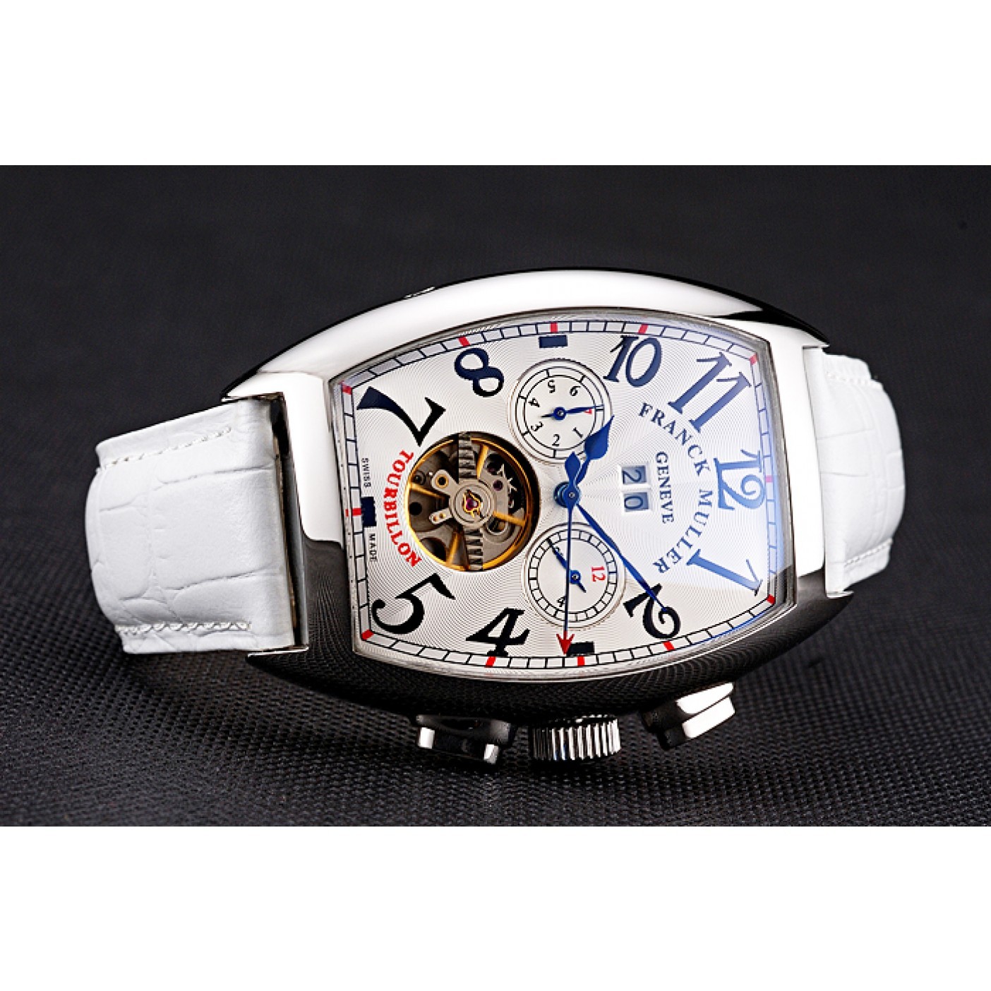 Franck Muller Casablanca White Croco Leather Strap White Dial 80281