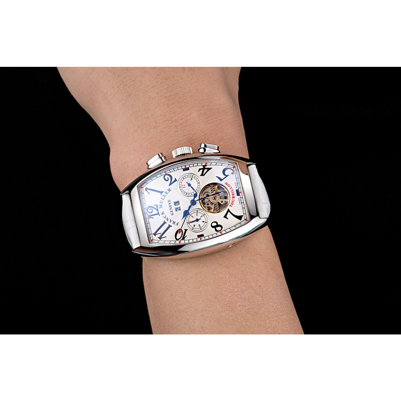 Franck Muller Casablanca White Croco Leather Strap White Dial 80281