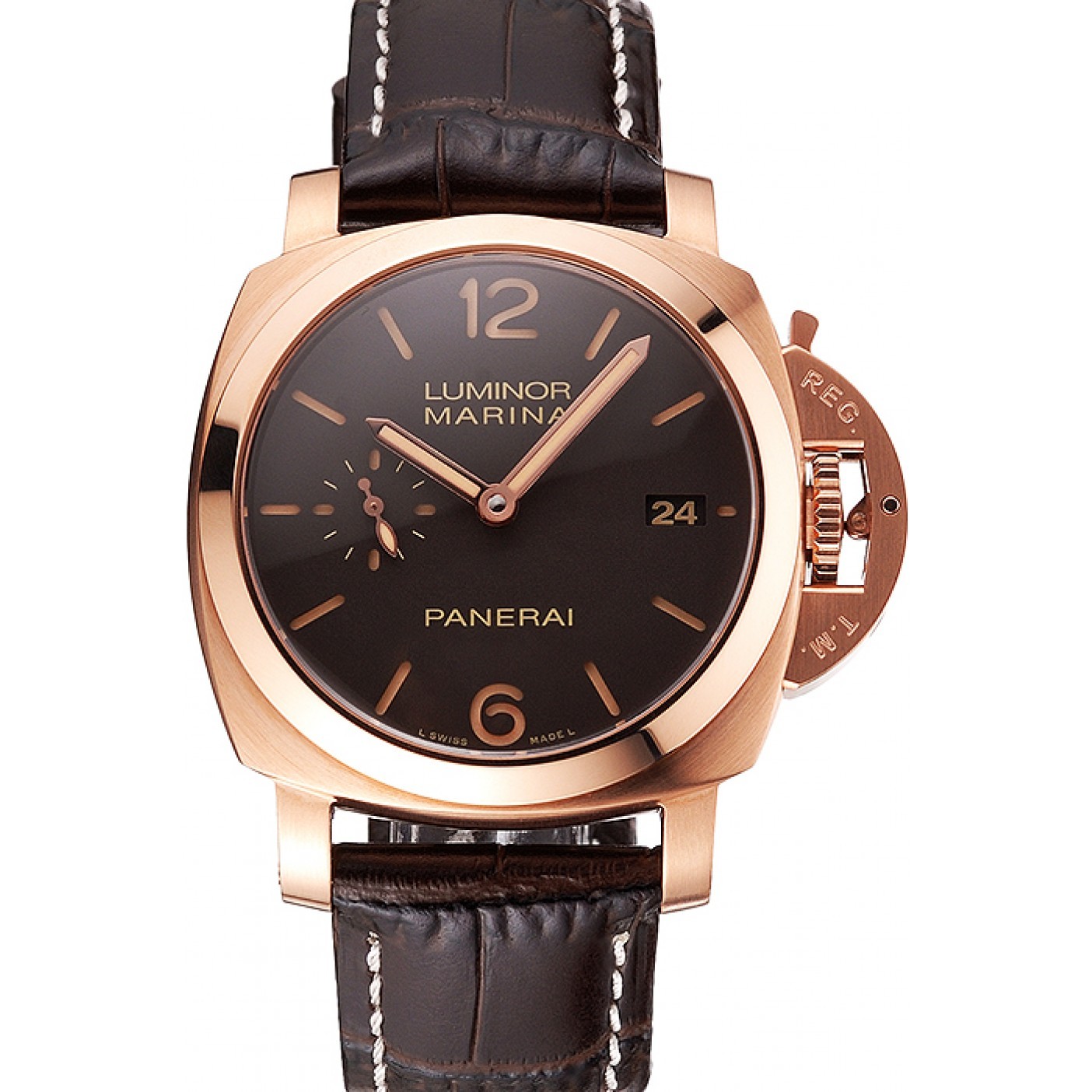 Swiss Panerai Luminor Marina 1950 3 Days Oro Rosso Brown Dial Rose Gold Case Brown Leather Strap