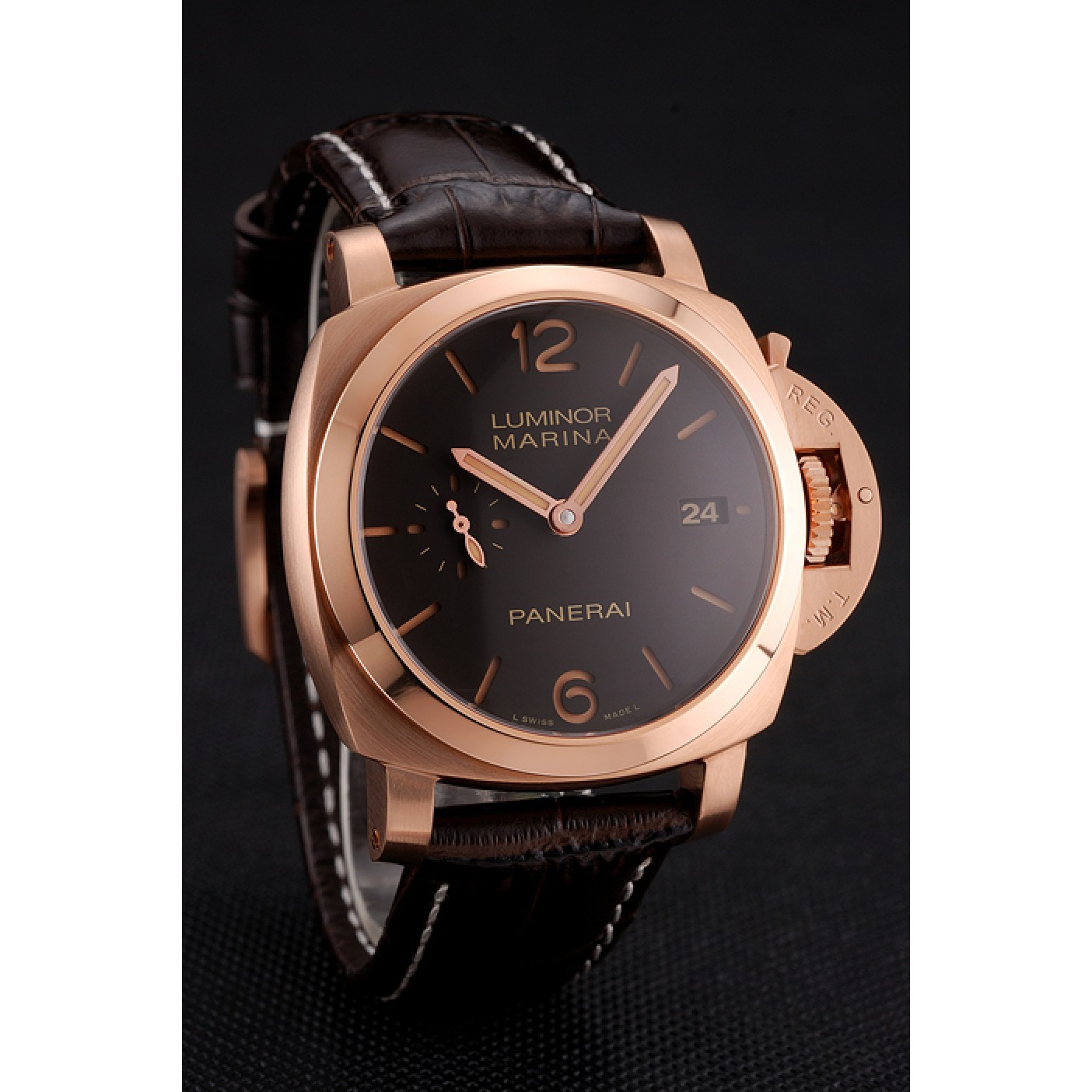 Swiss Panerai Luminor Marina 1950 3 Days Oro Rosso Brown Dial Rose Gold Case Brown Leather Strap