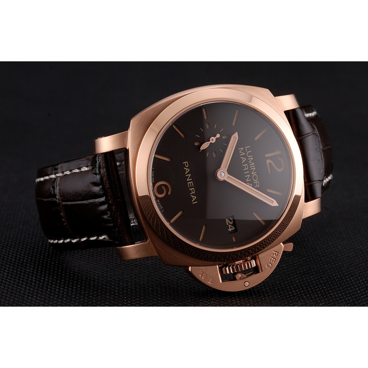 Swiss Panerai Luminor Marina 1950 3 Days Oro Rosso Brown Dial Rose Gold Case Brown Leather Strap