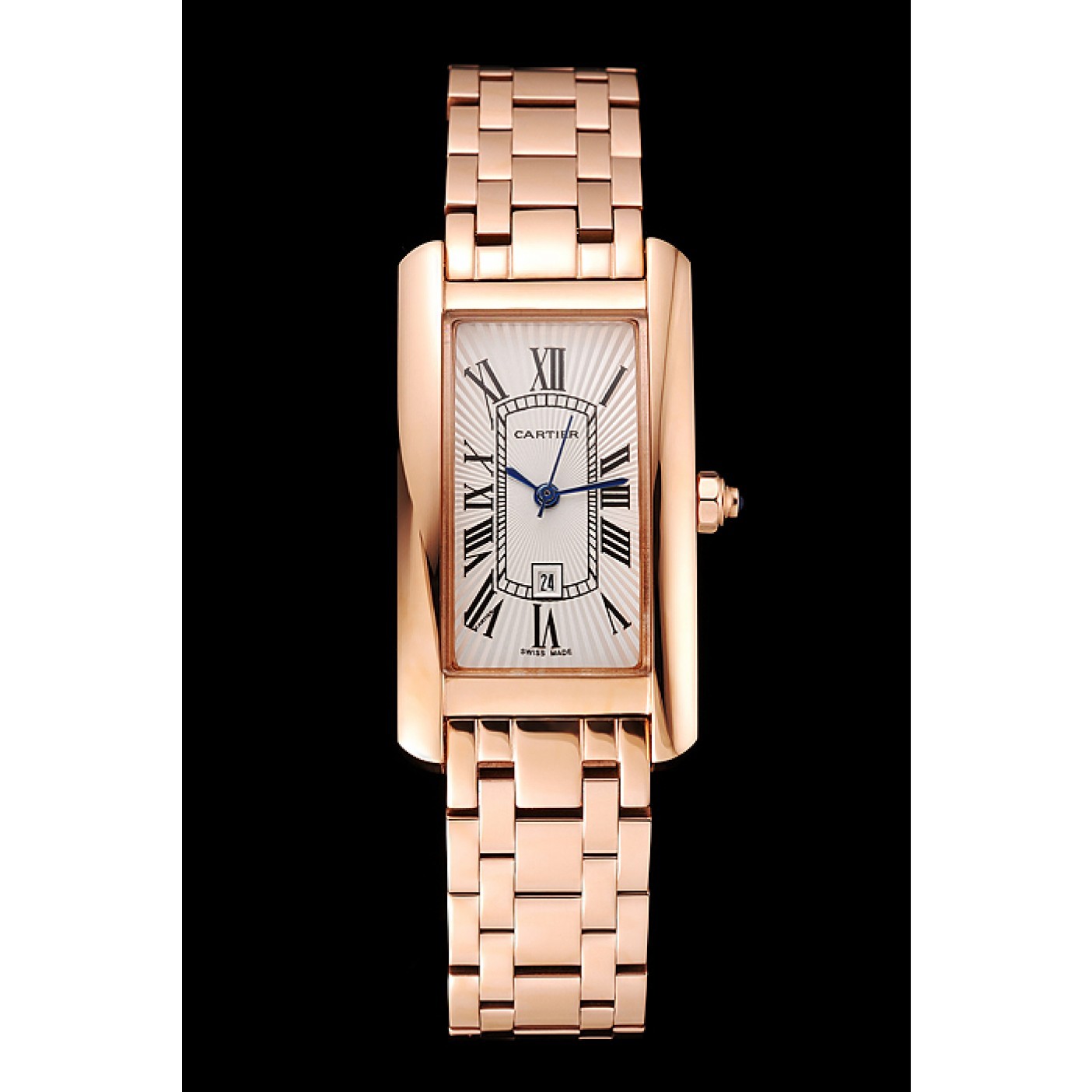 Cartier Tank Americaine White Dial Rose Gold Case And Bracelet 1453780