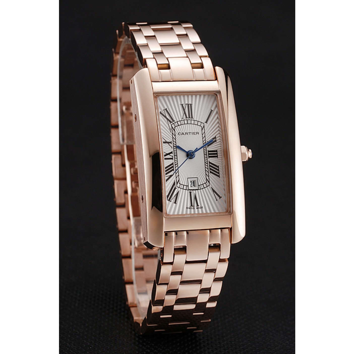 Cartier Tank Americaine White Dial Rose Gold Case And Bracelet 1453780