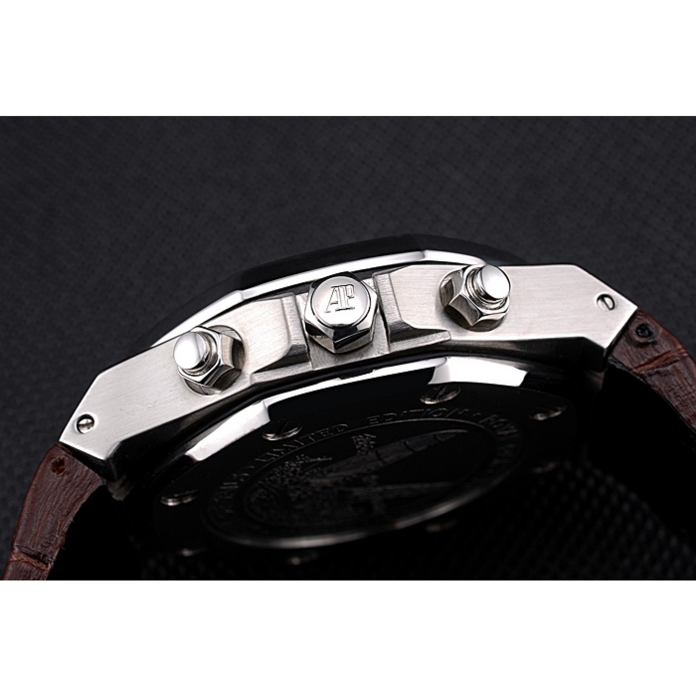 Swiss Audemars Piguet Royal Oak Chronograph White Dial Stainless Steel Case Brown Leather Strap 622864