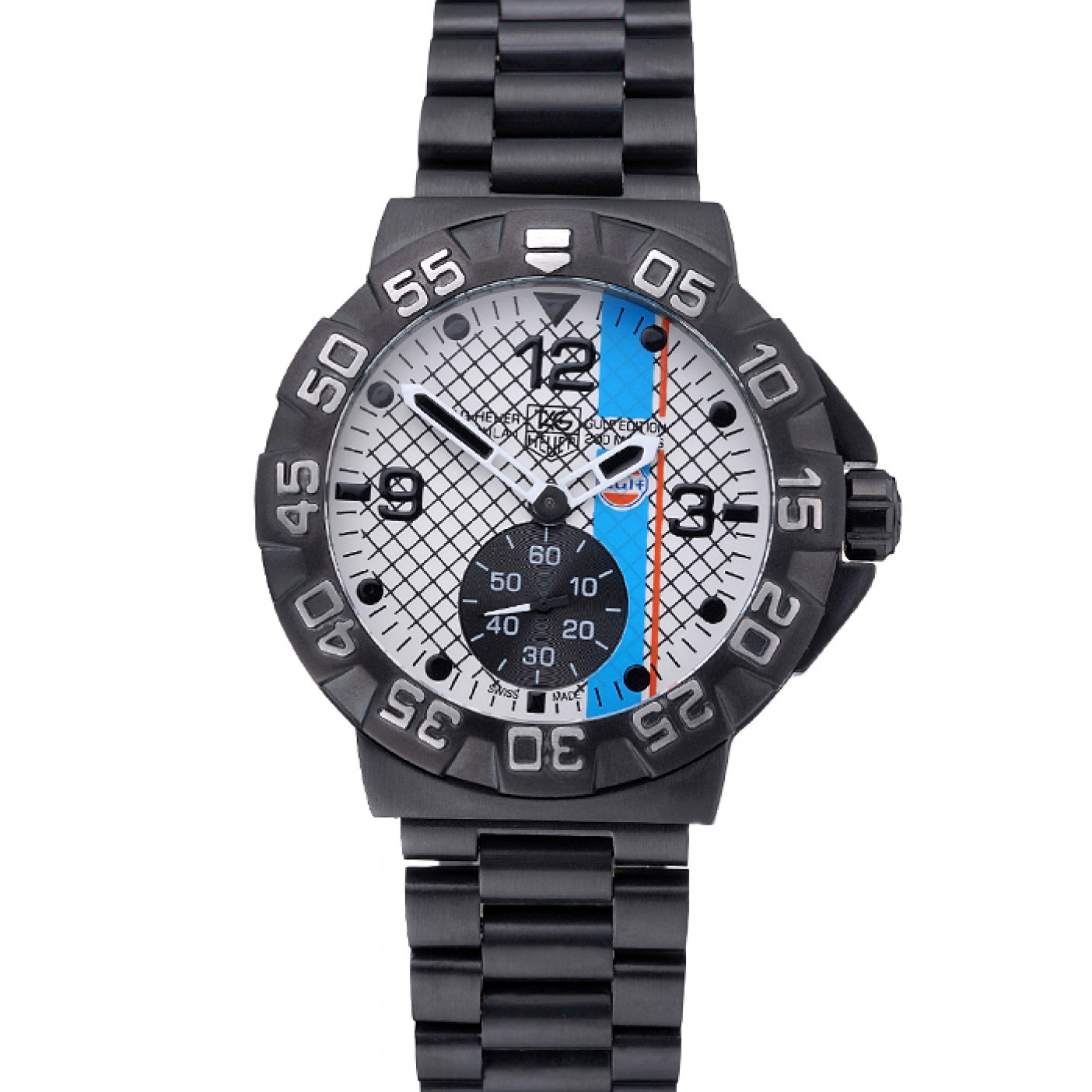 Tag Heuer Formula One Special Gulf Edition White And Blue Dial Ion Plated Steinless Steel Bracelet 622289