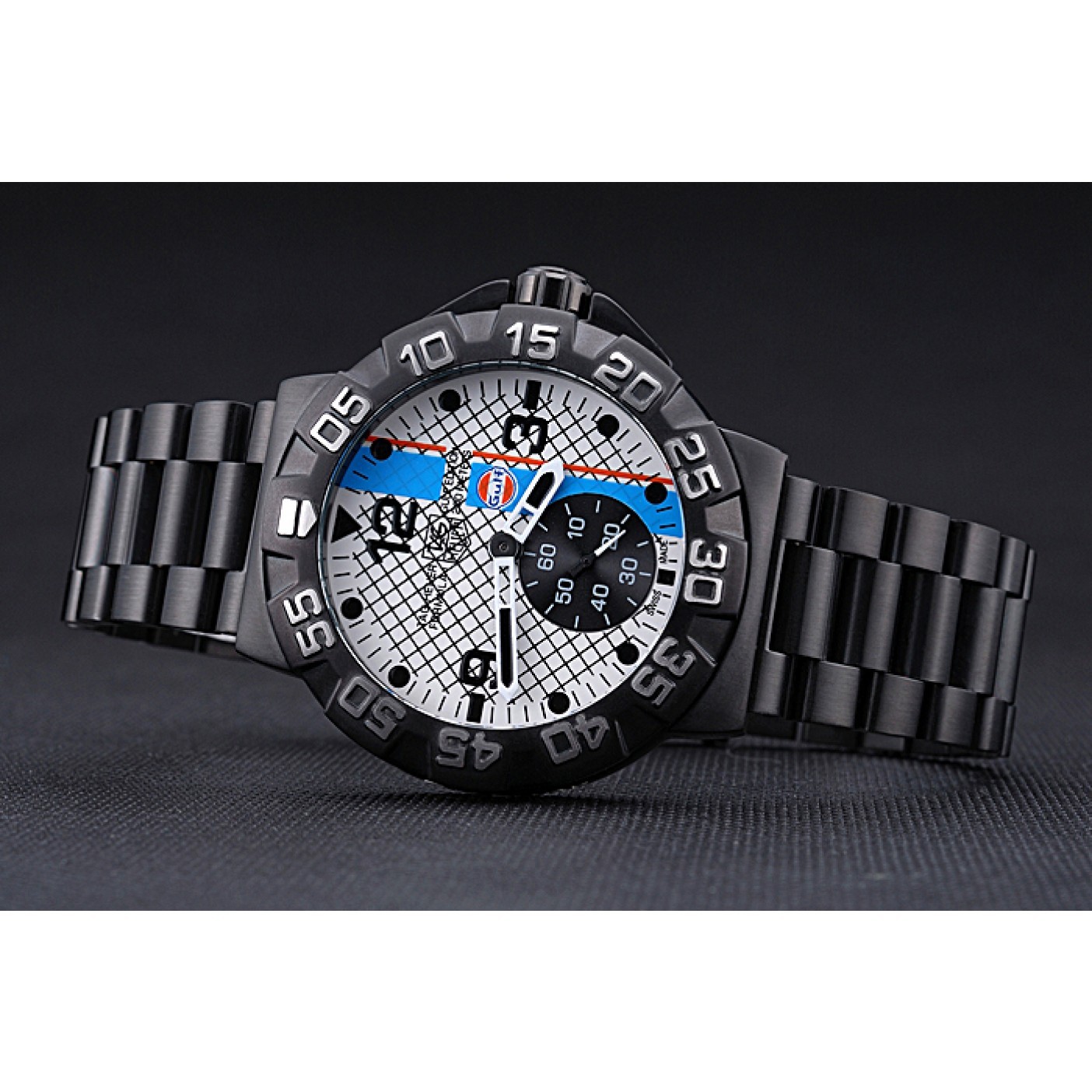 Tag Heuer Formula One Special Gulf Edition White And Blue Dial Ion Plated Steinless Steel Bracelet 622289