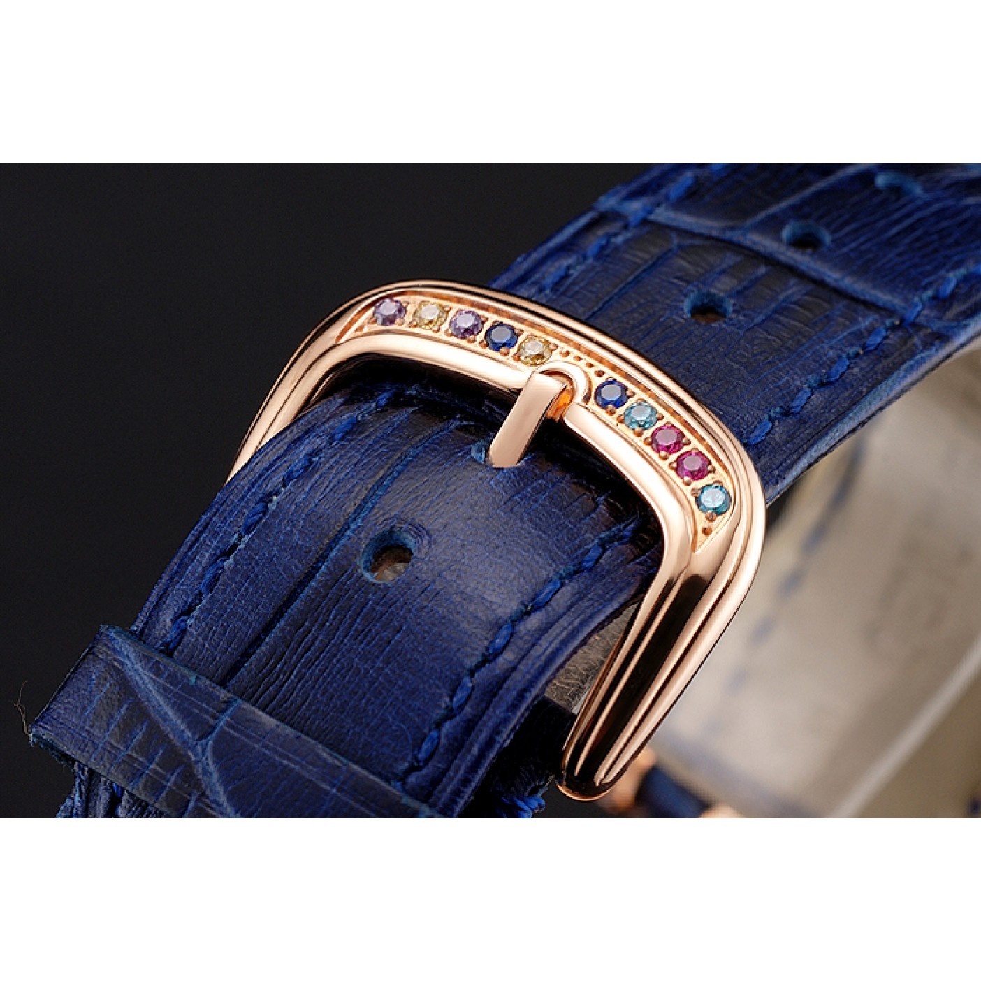 Franck Muller Double Mistery 4 Saisons White Dial Rose Gold Case Blue Leather Strap