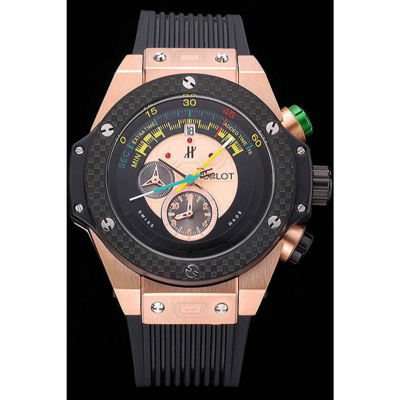 Hublot Big Bang Unico Bi-Retrograde Chrono King Gold Case Black Rubber Strap 622772