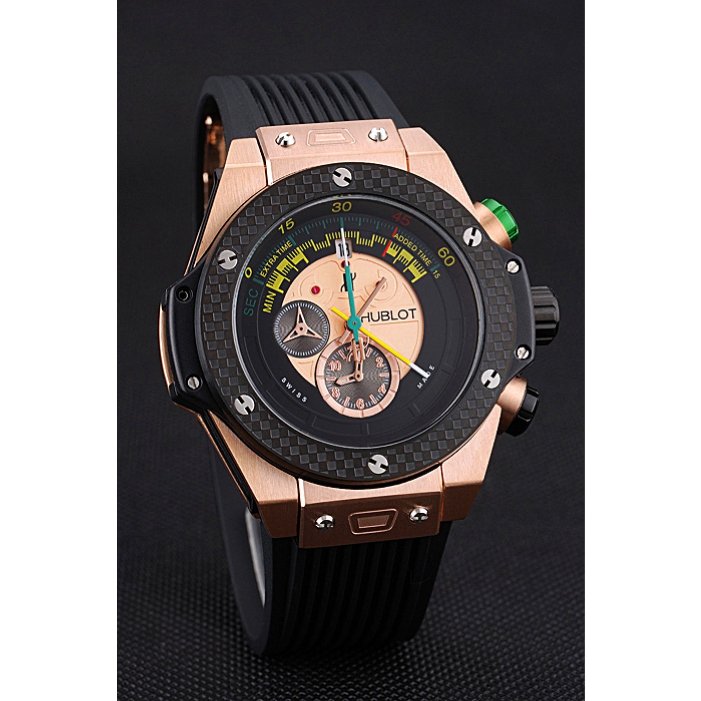 Hublot Big Bang Unico Bi-Retrograde Chrono King Gold Case Black Rubber Strap 622772